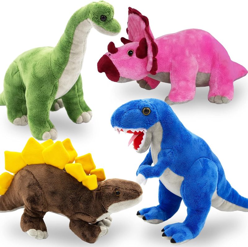 Photo 1 of ArtCreativity Plush Dinosaur Stuffed Animals for Kids, Set of 4, Stuffed Dinosaur Plushy for Boys and Girls Ages 3+, Plush Animals Dinosaur Toys For Kids, Dino Plush Easter Dinosaur Plush Party Favors 