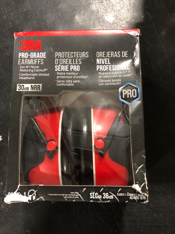 Photo 2 of 3M Pro-Grade Noise-Reducing Earmuff, NRR 30 dB, Lightweight and Adjustable Hearing Protector, Black