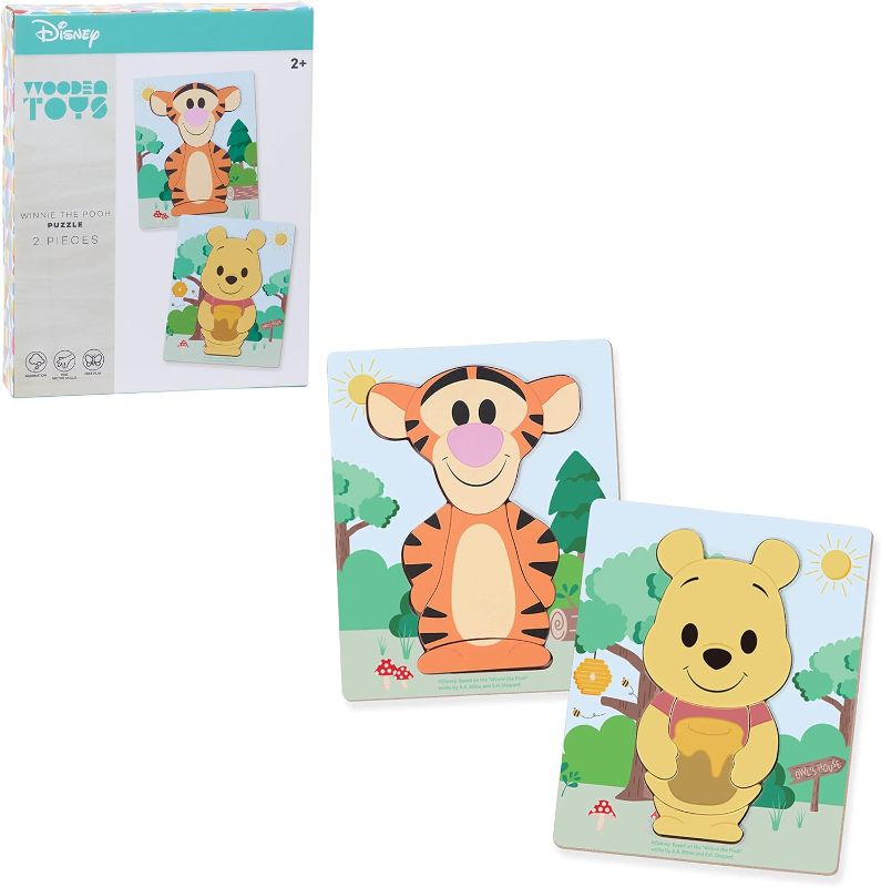 Photo 1 of Disney Wooden Toys Disney Character Puzzles 2-Pack with Winnie the Pooh and Tigger, Officially Licensed Kids Toys for Ages 2 Up by Just Play
