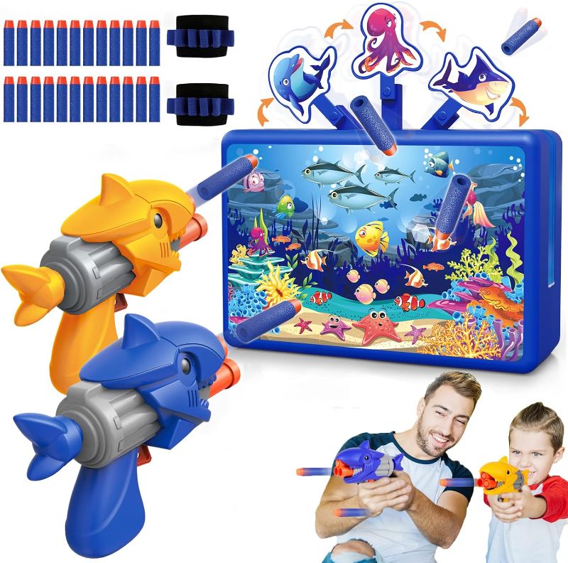 Photo 1 of Electronic Shooting Games Toy for 3+ Years Olds Boys, Foam Blaster Toy with 2 Toy Guns 24 Foam Darts, Kids Moving Shooting Target Toys for Birthday Gift
