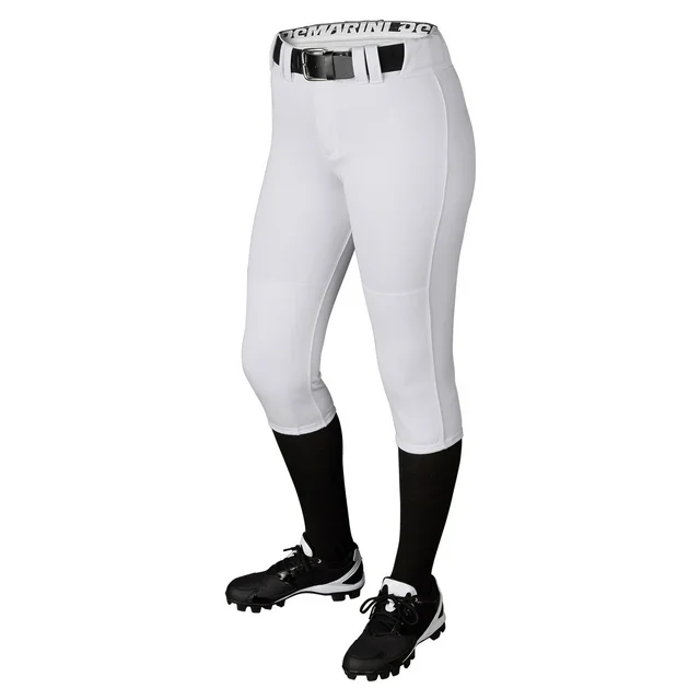 Photo 1 of DeMarini Girl's Belted Fastpitch Softball Pant - White - XXS
