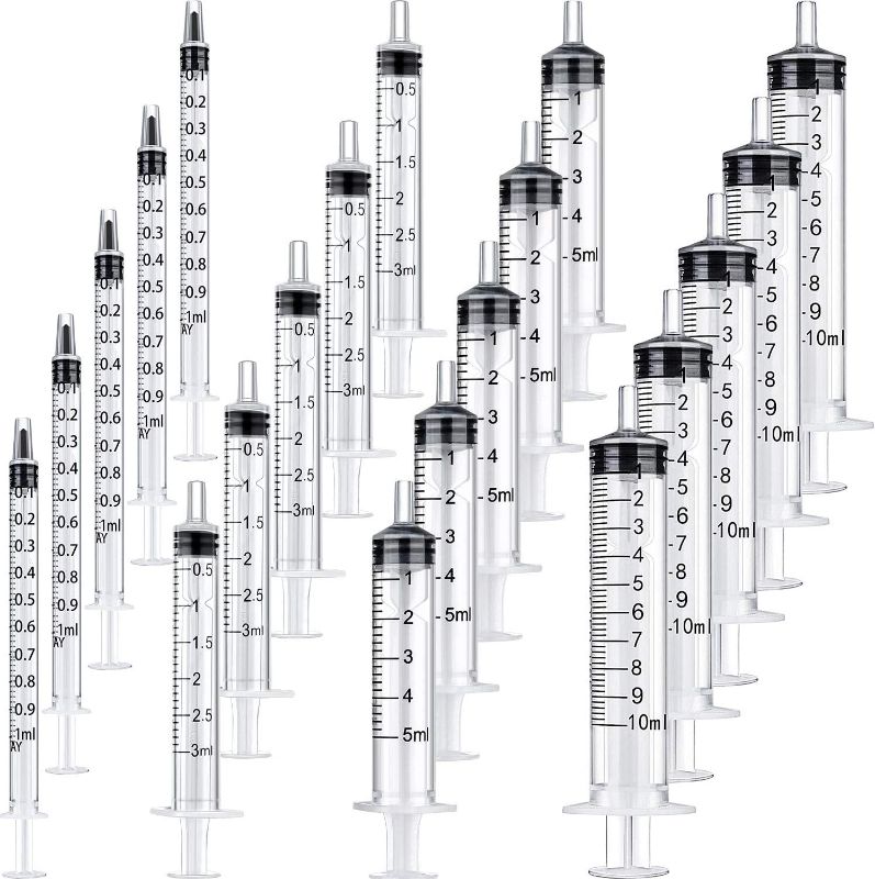 Photo 1 of 20 Packs Plastic Syringe with Measurement, Suitable for Measuring, Watering, Refilling (1 ml/ 3 ml/ 5 ml/ 10 ml)