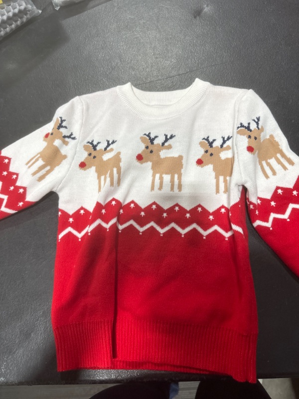 Photo 2 of 110CM HILEELANG Toddler Boy Girl Christmas Sweater Pullover Reindeer Elk Snowman Sweatshirts Tops
