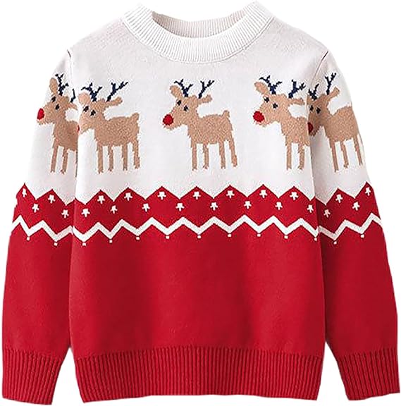 Photo 1 of 110CM HILEELANG Toddler Boy Girl Christmas Sweater Pullover Reindeer Elk Snowman Sweatshirts Tops
