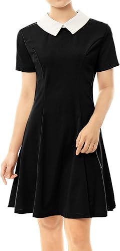 Photo 1 of Allegra K Women's Summer Short Sleeve Fit and Flare Dress W Doll Collar Black (size M / 8)