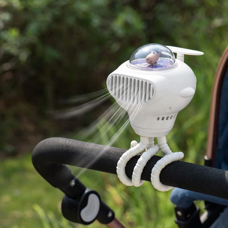 Photo 1 of Leogowr Battery Operated Portable Fan, Flexible Octopus Pose Paws Clip On Fan with 4 Speeds and Rotatable Handheld Stroller Fan for Car Seat Crib Bike Gym (White)
