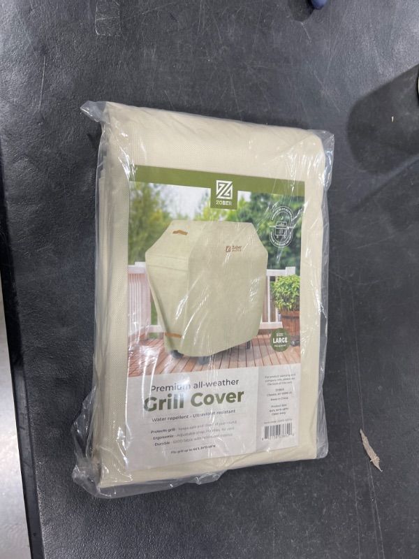 Photo 2 of Zober BBQ Grill Cover - 64 Inch Waterproof Double Layered Fits Weber Gas Grill Cover Charbroil Grill & Smoker - Gas Grill Covers w/Air Vents, Dual Handles - 600D Oxford Fabric, Cream 64 Inch Cream