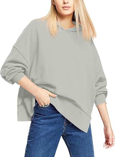 Photo 1 of Fisoew Women's Hoodie Oversized Sweatshirt Casual Long Sleeve Side Split Fall Loose Pullover Tops