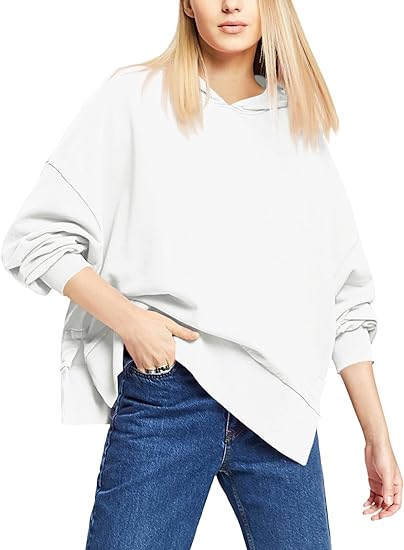 Photo 1 of Fisoew Women's Hoodie Oversized Sweatshirt Casual Long Sleeve Side Split Fall Loose Pullover Tops