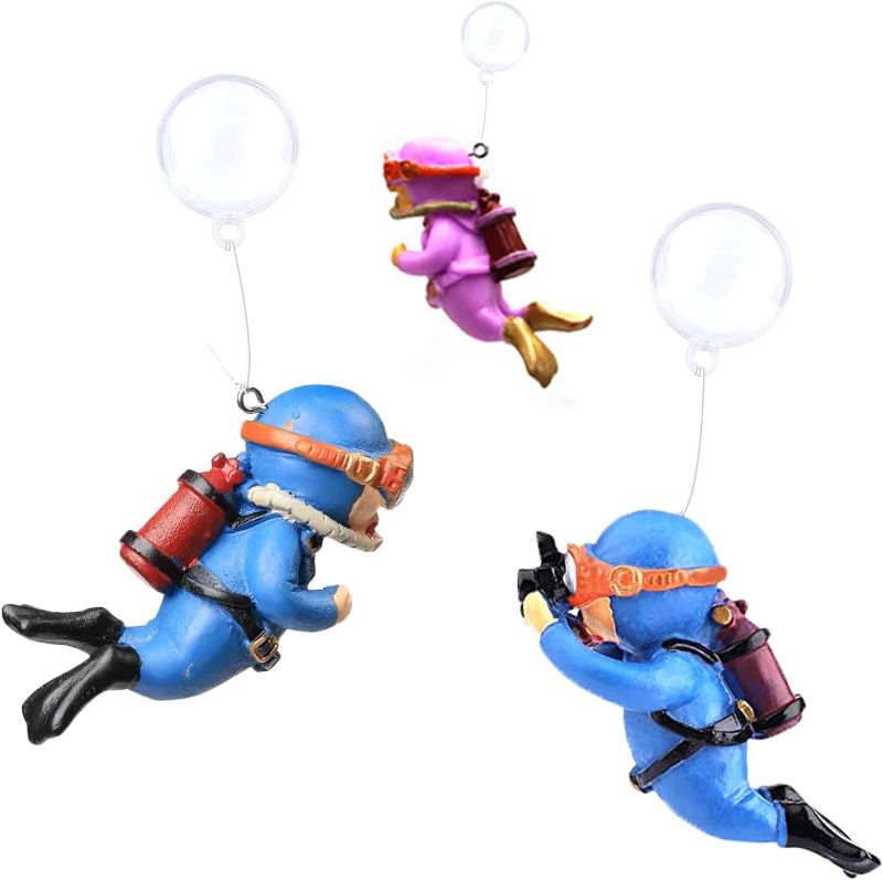 Photo 1 of 3 Pack Fish Tank Decorations,Cartoon Little Diver Aquarium Decoration Fish Tank Aquarium Diver Ornament Floating Aquarium Accessories