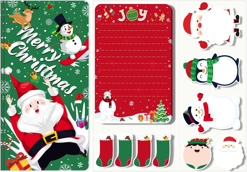 Photo 1 of Pasimy 2 Pack Christmas Sticky Notes Set 1000 Sheets Cute Animal Self Stick Notes Pad Merry Christmas Cartoon Notepad Winter Penguin Snowman Santa Claus Memo Pad for School Office Xmas Party Favors