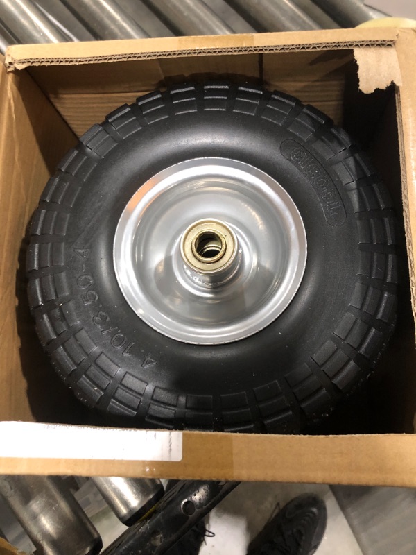 Photo 2 of (2-Pack) AR-PRO 10-Inch Solid Rubber Tires and Wheels - Replacement 4.10/3.50-4” Tires and Wheels with 5/8” Axle Bore Hole, and Double Sealed Bearings - Perfect for Gorilla Carts