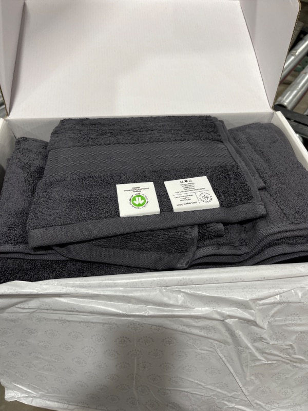 Photo 1 of 100% Organic Cotton Bath Towel Set | Bathroom Luxury Towel Set of 6 | GOTS Certified | Hotel Premium Towels | 700 GSM | 2 Bath Towels 30 x 56|2 Hand Towels 16 x 30|2 Wash Cloths 13 x 13|Charcoal Black Charcoal Black 6-Piece Towel Set