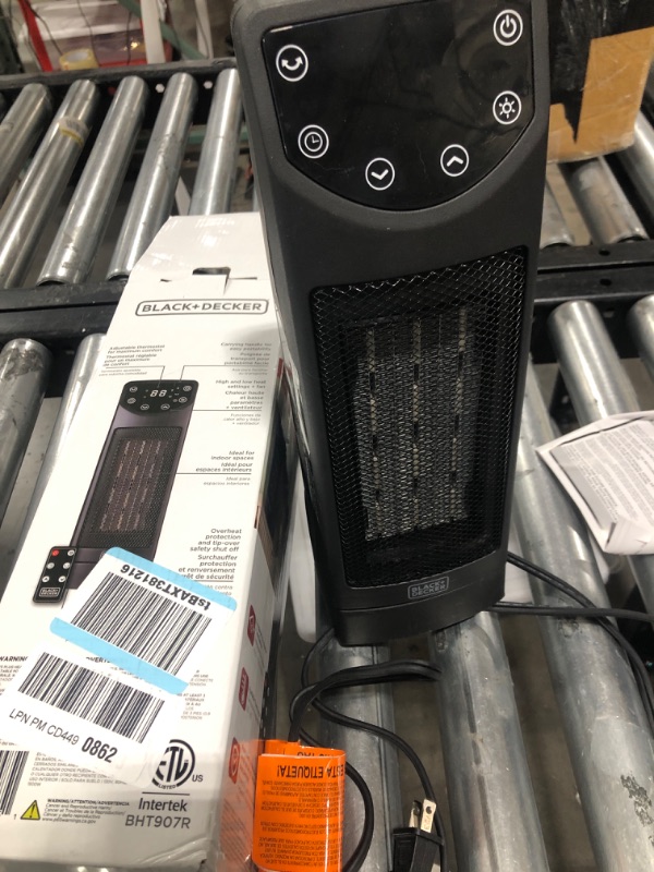 Photo 2 of BLACK+DECKER Oscillating Space Heater, Portable Heater with Remote Control, Ceramic Small Space Heater with Two Heat Settings & LED Display, Small Heater 1500W Tower Heater with Remote