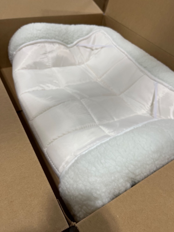 Photo 2 of 42L-Inch White Fleece Dog Bed or Cat Bew w/ Comfortable Bolster | Ideal for Large Dog Breeds & Fits a 42-Inch Dog Crate | Easy Maintenance Machine Wash & Dry | 1-Year Warranty White Fleece 42-Inch