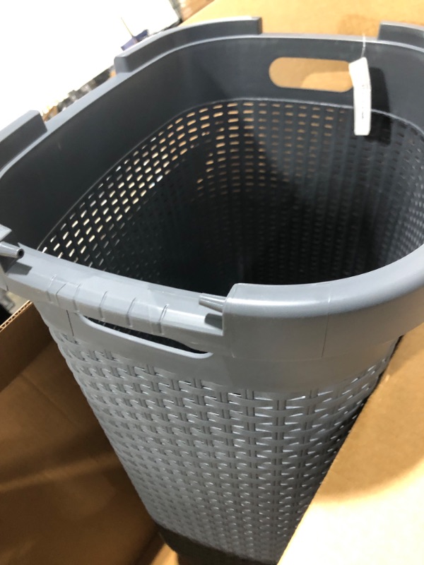 Photo 2 of Mind Reader Basket Laundry Hamper with Cutout Handles, Washing Bin, Dirty Clothes Storage, Bathroom, Bedroom, Closet, 60 Liter, Grey 60 Liter Gray Single