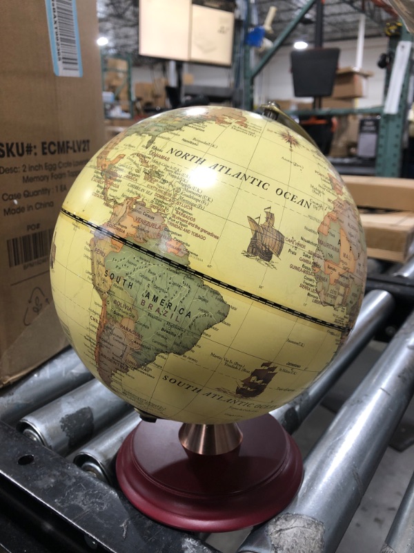 Photo 2 of Waypoint Geographic Journey Globe, 12" Illuminated Antique Ocean-Style World Globe, Up-to-Date Globe, Durable Design, Reference Globe, Complements Any Home or Office Decor