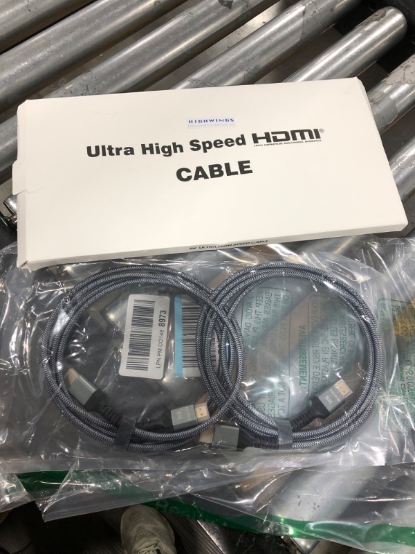 Photo 2 of 10K 8K HDMI 2.1 Cable 2-Pack 6.6FT, Highwings Certified 48Gbps Ultra High Speed Slim HDMI Cord, Support 4K@120Hz 8K@60Hz, HDCP 2.2&2.3, Dynamic HDR,eARC,DTS:X, Compatible with Roku TV/HDTV/PS5/Blu-ray 6.6 feet Grey
