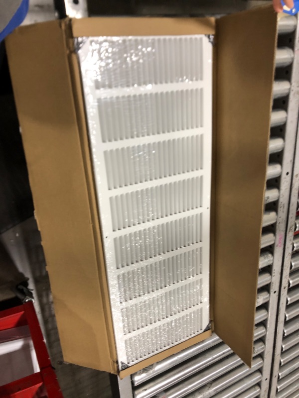 Photo 2 of 32"W x 10"H [Duct Opening Measurements] Steel Return Air Grille (HD Series) Vent Cover Grill for Sidewall and Ceiling, White | Outer Dimensions: 33.75"W X 11.75"H for 32x10 Duct Opening Duct Opening Size: 32"x10"