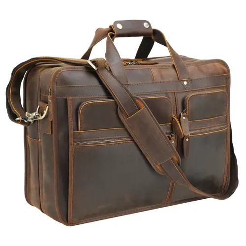 Photo 1 of POLARE 18.5” FULL GRAIN LEATHER LAPTOP BRIEFCASE MESSENGER BAG TOTE FOR MEN LARGE FITS 17.3” LAPTOP
