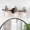 Photo 1 of 21 in. 3-Light Black Bathroom Vanity Light Modern Vintage DIY Brass Bath Light Clear Glass Farmhouse/Rustic Wall Sconce
