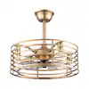 Photo 1 of 20 in. Indoor Modern Enclosed Gold Semi Flush Mount Metal Caged Ceiling Fan with Light Kit and Remote Control
