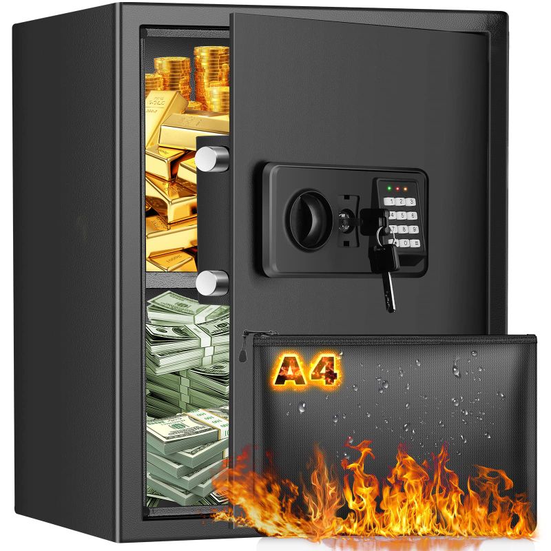 Photo 1 of 2.3 CUBIC LARGE STURDY SAFE BOX  WATERPROOF, ANTI-THEFT  SAFE WITH DIGITAL KEYPAD & 2 KEYS, SECURITY HOME SAFE FOR PERSONAL VALUABLES LAPTOP DOCUMENTS PISTOL MONEY MEDICINE 2.3CUBIC