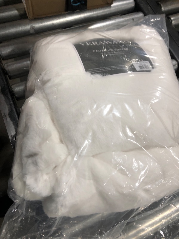 Photo 1 of Vera Wang - Throw Blanket, Luxury Faux Fur Bedding, Soft & Medium Weight Home Decor (Lapin White, Throw) Lapin White 50 in x 60 in