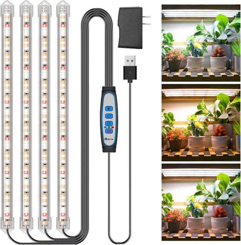 Photo 1 of Kullsinss Grow Lights for Indoor Plants, 16" Full Spectrum Plant Grow Light Strip with Upgrade Timer 6/12/16 Hrs, 3 Spectrum Modes, 240 LEDs Sunlike Growing Lamp for Seedlings Hydroponics Succulent
