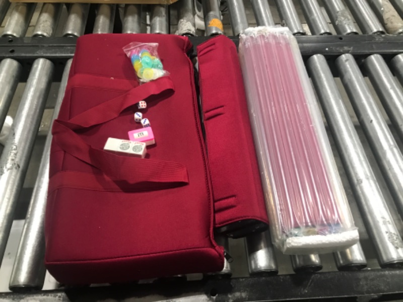 Photo 2 of ZGME American Mahjong Set,166 Premium White Tiles with Red Soft Bag and Accessories,4 All-in-One Mahjong Racks with Pushers,Complete Western Mah Jongg,Mah-Jongg,Ma Jong,Majiang Set