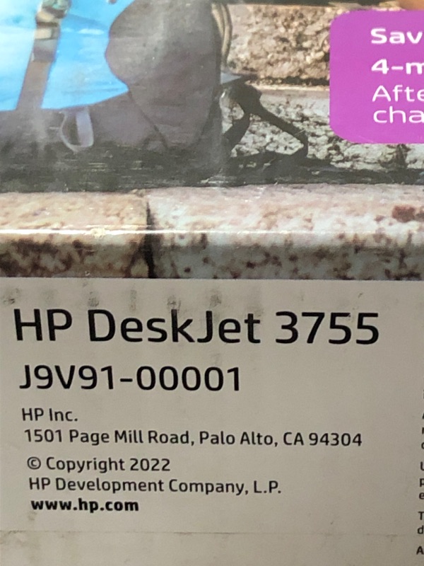 Photo 3 of HP DeskJet 3755 Compact All-in-One Wireless Printer - Stone Accent (J9V91A) 