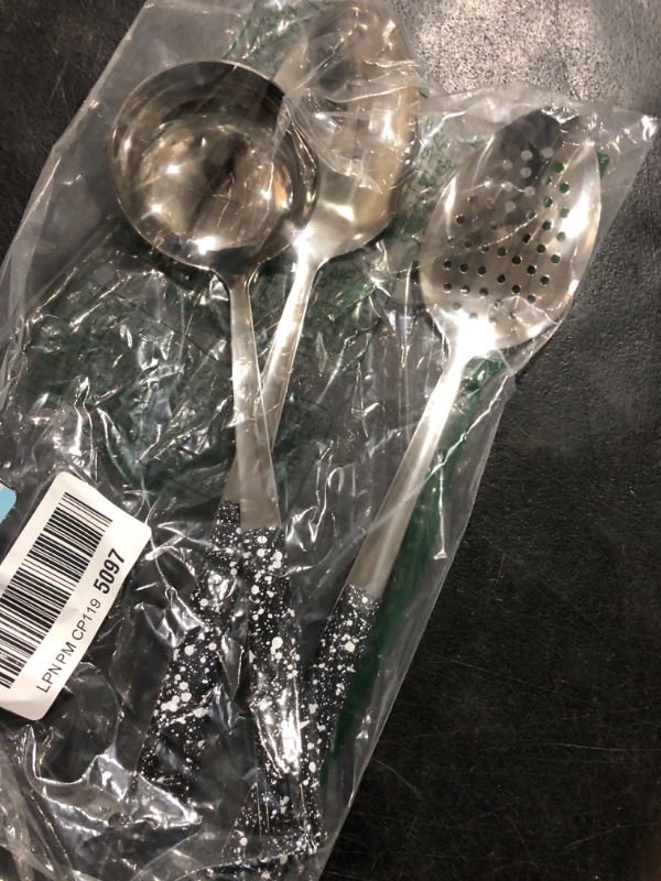 Photo 2 of 3-Piece,Stainless Steel Serving spoons set with Slotted Spoon, Serving Spoon and Perforated Spoon, soup ladle,kitchen cooking serving utensils set cooking spoon