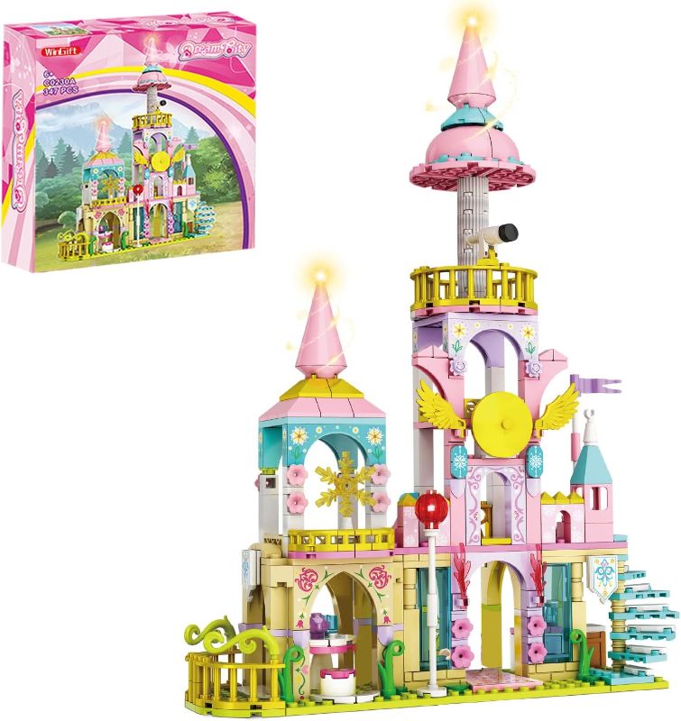 Photo 2 of 347 PC Dream City WinGift 347 Piece Girls Princess Castle STEM Building Toys, Girls Dream House Building Blocks Set, Pink Palace Brick Toys Friends Play House Building Kits for 6 7 8 9 10 11 12+ Year Old Boys and Girls
