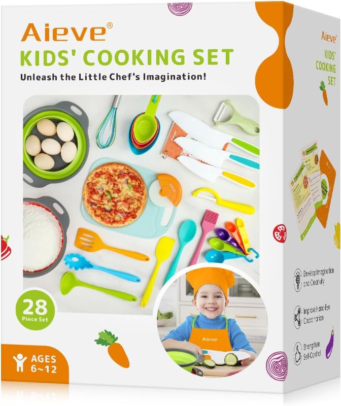 Photo 1 of Aieve Kids Cooking Sets Utensils with Kitchen Tool Guide Recipes, 28 Pack
