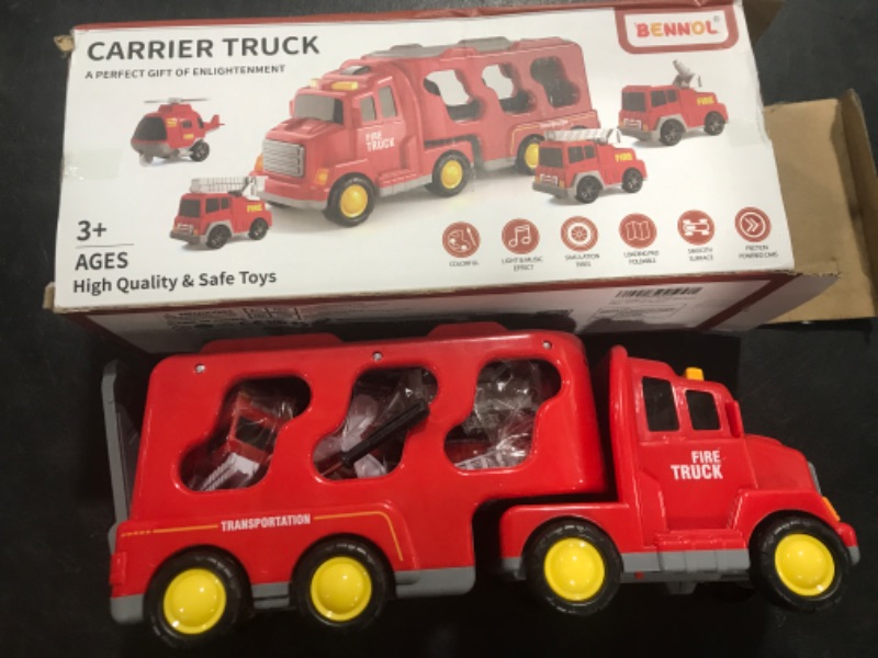 Photo 2 of Bennol Toddler Trucks Toys for Boys Age 1-3 3-5, 5 in 1 Fire Car Truck for Toddlers Boys Girls 1 2 3 4 5 6 Years Old, Toddler Boy Toys Christmas Birthday Gift Car Sets with Light Sound FIRE TRUCKS