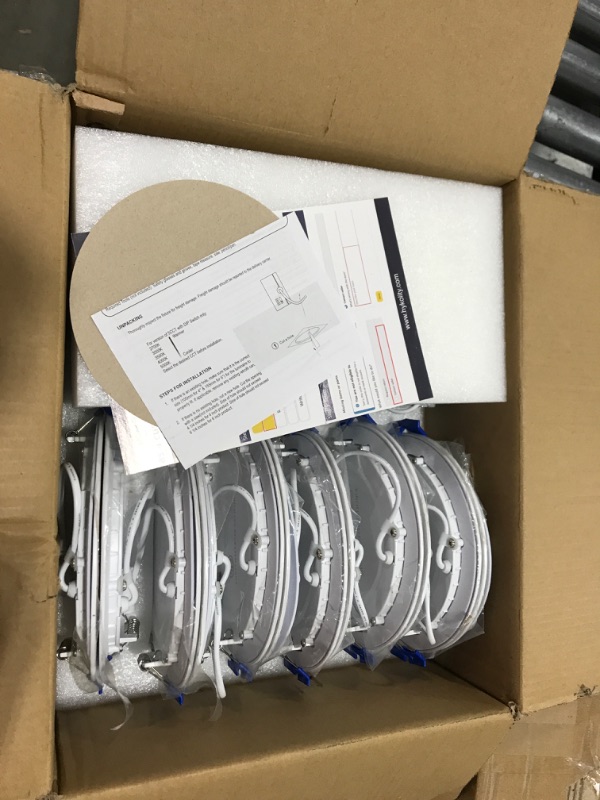 Photo 2 of 12 Pack 6 Inch 5CCT Ultra-Thin LED Recessed Ceiling Light with Junction Box, 2700K/3000K/3500K/4000K/5000K Selectable, 14W=100W, 1200lm High Brightness, Dimmable Can-Killer Recessed Lights, ETL Listed 4 inch 5cct