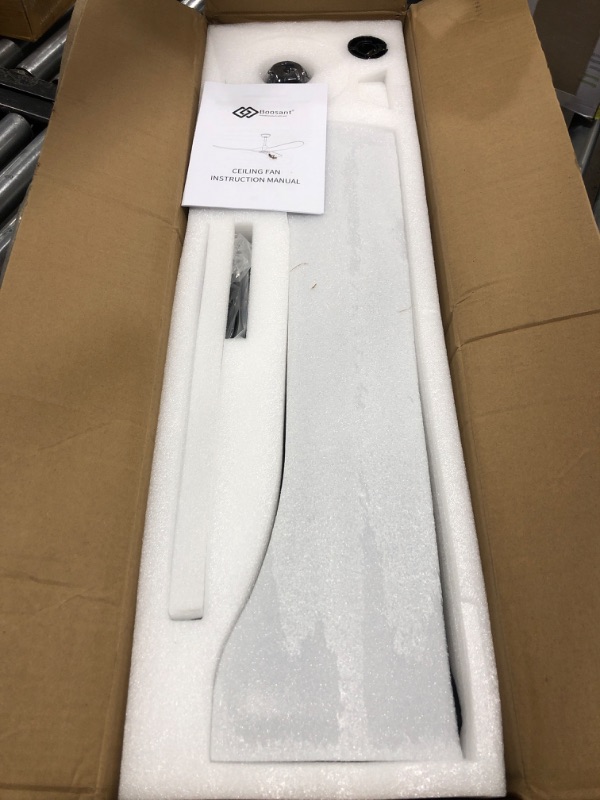 Photo 1 of BOOSANT 52" Ceiling Fans Without Light, Solid Wood Ceiling Fan with Remote Control and Quiet DC Motor, No Light, Modern Smart Ceiling Fan with 3 Blades, Indoor Outdoor Ceiling Fans for Patios, Living Room, Bedroom, Farmhouse, and Gazebo- Black 52 INCH Bla