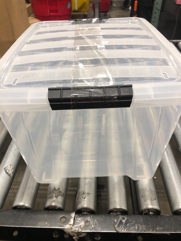Photo 1 of 40 Qt. Plastic Storage Bin Tote Organizing Container with Durable Lid and Secure Latching Buckles, Stackable and Nestable, 