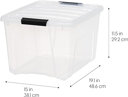 Photo 1 of 40 Qt. Plastic Storage Bin Tote Organizing Container with Durable Lid and Secure Latching Buckles, Stackable and Nestable, 