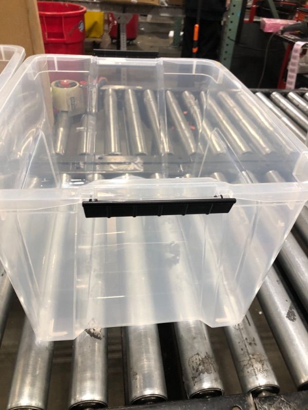Photo 2 of 40 Qt. Plastic Storage Bin Tote Organizing Container with Durable Lid and Secure Latching Buckles, Stackable and Nestable, 