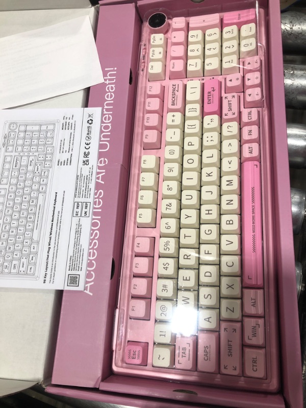 Photo 2 of EPOMAKER RT100 97 Keys Gasket BT5.0/2.4G/USB-C Mechanical Keyboard with Customizable Display Screen, Knob, Hot Swappable Socket, 5000mAh Battery for Win/Mac(RT100 Pink, Sea Salt Silent Switch)
