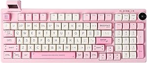 Photo 1 of EPOMAKER RT100 97 Keys Gasket BT5.0/2.4G/USB-C Mechanical Keyboard with Customizable Display Screen, Knob, Hot Swappable Socket, 5000mAh Battery for Win/Mac(RT100 Pink, Sea Salt Silent Switch)
