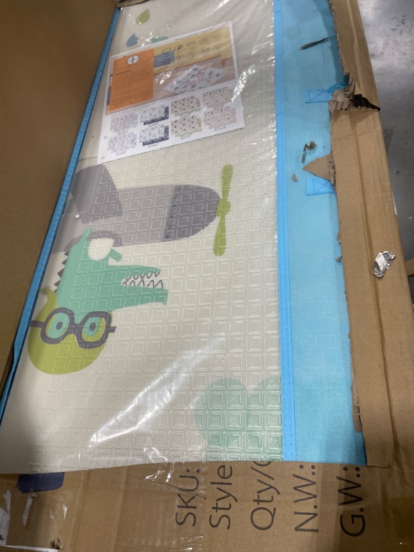 Photo 2 of 79"x71"x0.4" Extra Large Waterproof Foldable Baby Floor Play Mat, XPE Foam Playmat for Infants Babies from Newborns to Toddlers, Crawl to Walk, Reversible & Portable Playmat Elephant & Track Elephant 77.5" x 70" x 0.4"