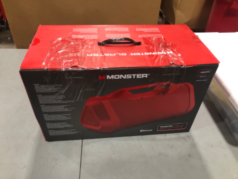 Photo 3 of Monster Blaster 3.0 Portable Speaker, 120W Wireless Bluetooth Speaker, IPX5 Rechargeable Waterproof Bluetooth Speaker with USB Charge Out & Aux Input Red Blaster 3.0