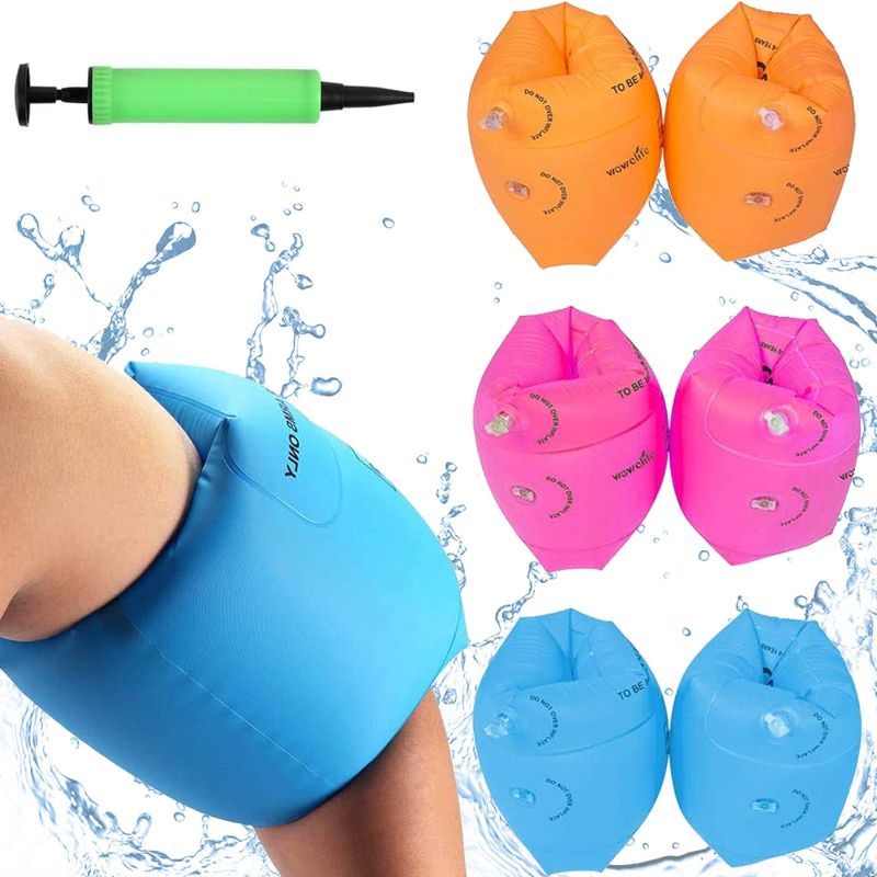 Photo 1 of Babigo 6 Pack Kids Adult Swimming Arm Float Rings with Inflatable Pump, Children PVC Arm Floaties Inflatable Swim Arm Bands Floater Sleeves Swimming Rings