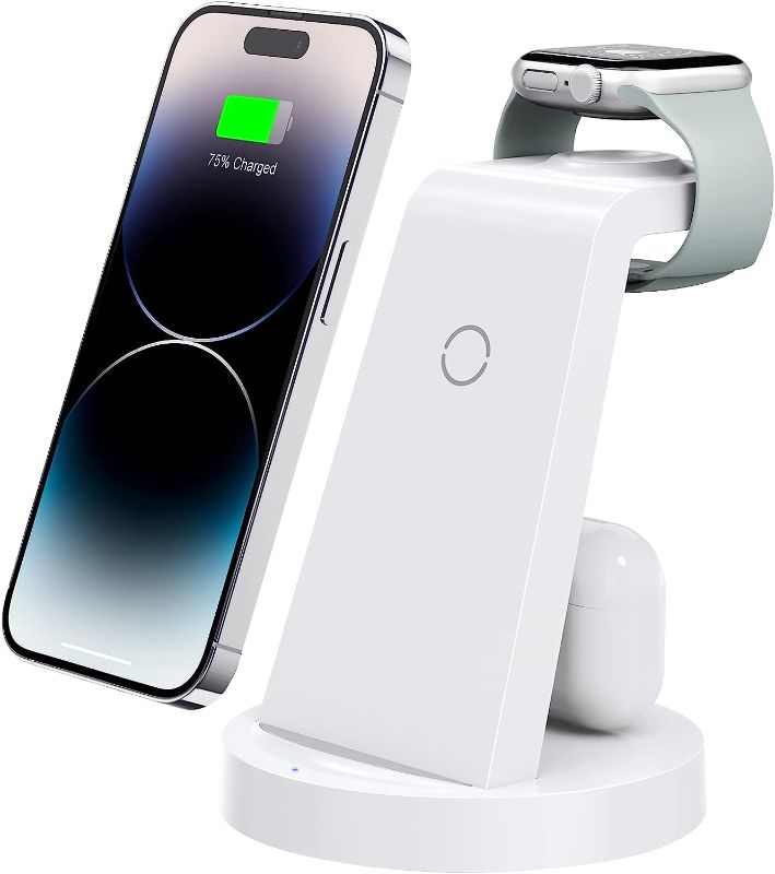 Photo 1 of 3 in 1 Charging Station for iPhone - Wireless Charger for Apple Products Multiple Devices - Charging Dock Stand for AirPods (for iPhone 15 14 13 pro 12 11 X Max)