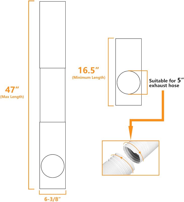 Photo 1 of  Portable Air Conditioner Window Seal Plates Kit, Vertical AC Window Unit, Adjustable Seal AC Window Vent Kit for Exhaust Hose, Universal for Ducting with 5 inches