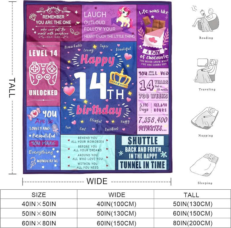 Photo 1 of  14 Year Old Girl Gift Ideas Blankets 50x60 Inches, Birthday Gifts for 14 Year Old Girls,