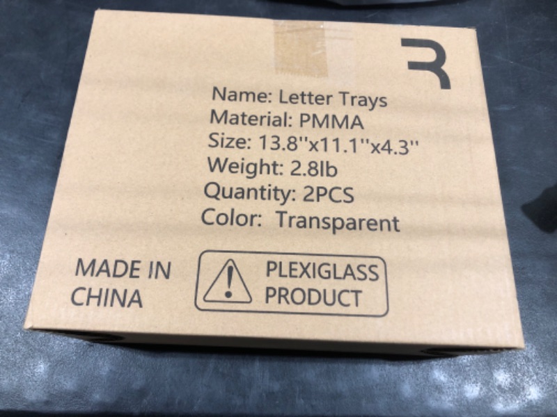 Photo 1 of Letter Tray, Clear Acrylic Paper Tray, Stackable Desk File Organizer, Office Organization and Accessories-Split Type Can be Pulled Out-2 Pack 2 Trays Vertical