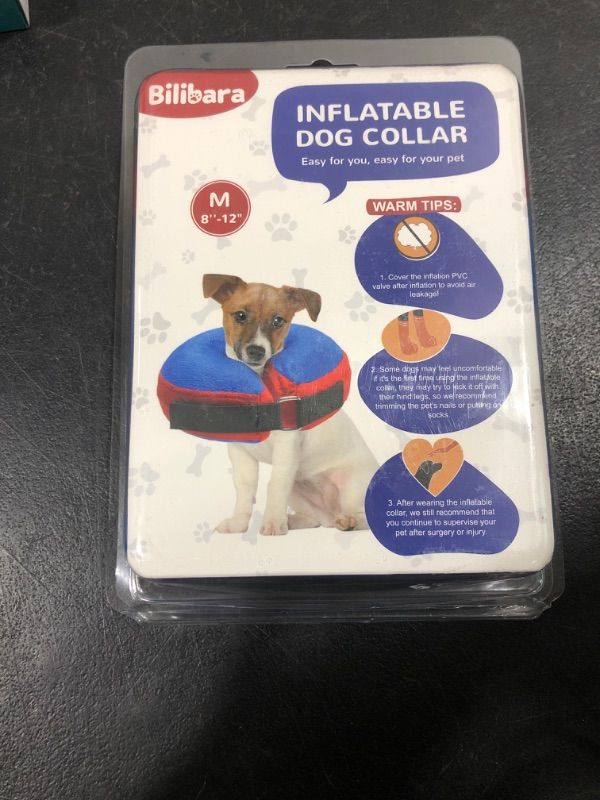 Photo 2 of Bilibara Dog Cone Alternative After Surgery, Inflatable Recovery Collar for Dogs & Cats, Adjustable Dog E Collars, Cone for Dogs After Surgery to Stop Licking, Soft Dog Cones for Medium Dogs, Blue M(Neck:8"-12") Blue